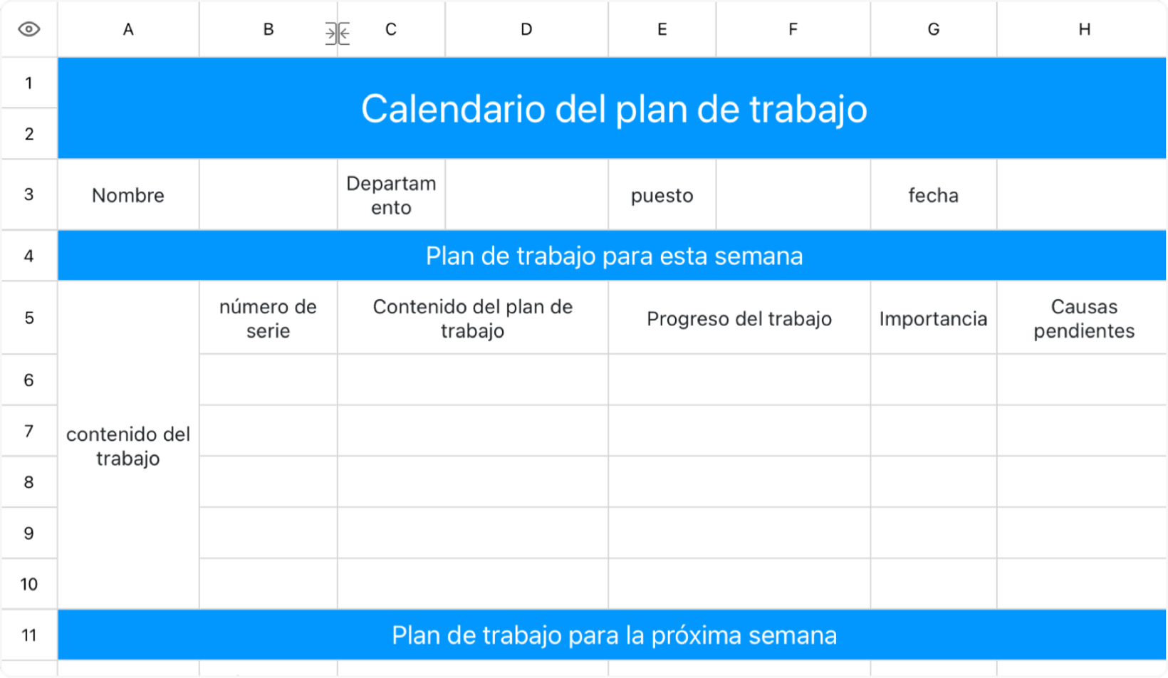 Cuadro 1 del programa de trabajo